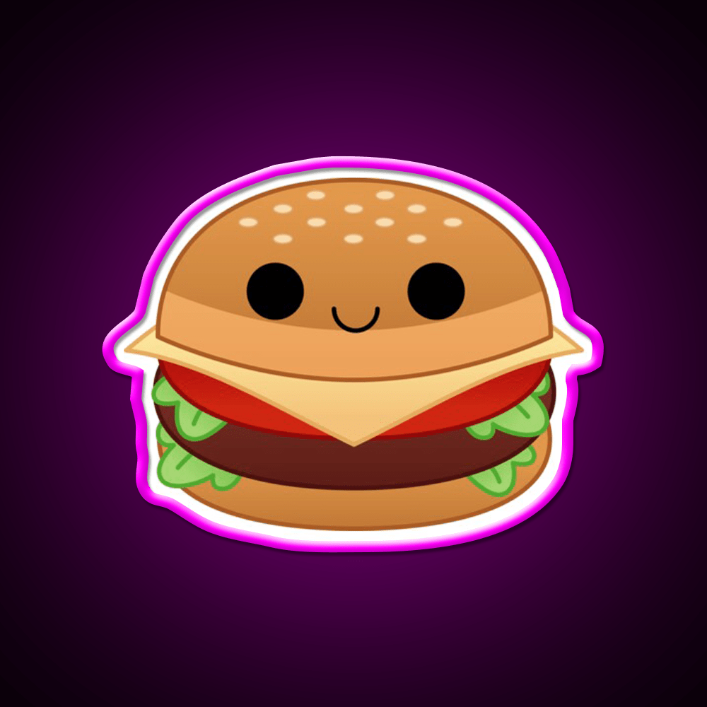 Kawaii Cheeseburger Fast Food Led Neon Sign For Burger Place Wall Art Rgb Color - Shineneon