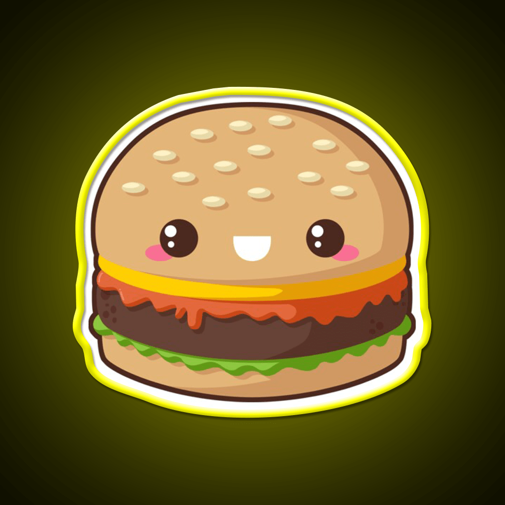 Kawaii Cheeseburger Snack Food Led Neon Sign Rgb Color - Shineneon