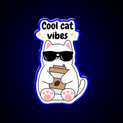Kawaii Cool Cat Vibes Cafe Led Neon Sign Espresso Bar Art Rgb Color