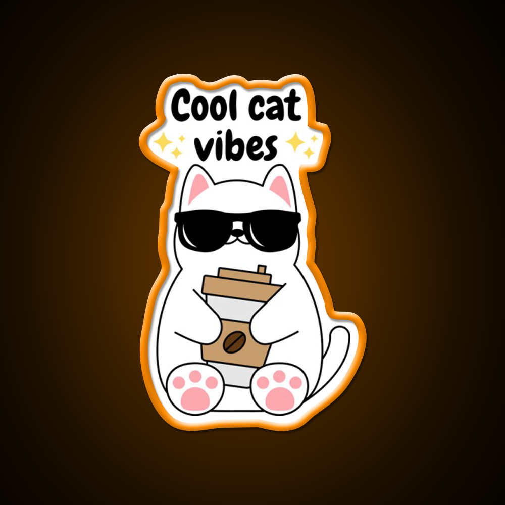 Kawaii Cool Cat Vibes Cafe Led Neon Sign Espresso Bar Art Rgb Color