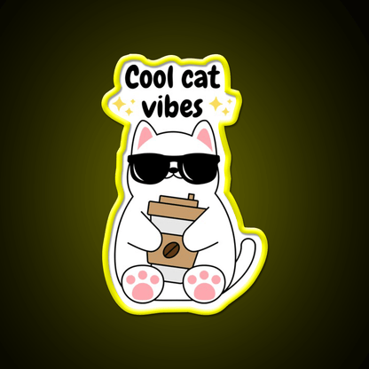 Kawaii Cool Cat Vibes Cafe Led Neon Sign Espresso Bar Art Rgb Color - Shineneon