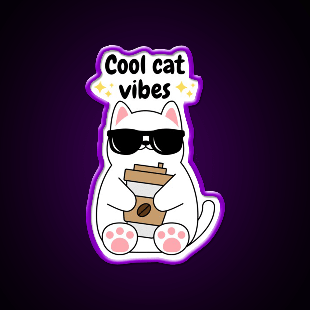 Kawaii Cool Cat Vibes Cafe Led Neon Sign Espresso Bar Art Rgb Color - Shineneon