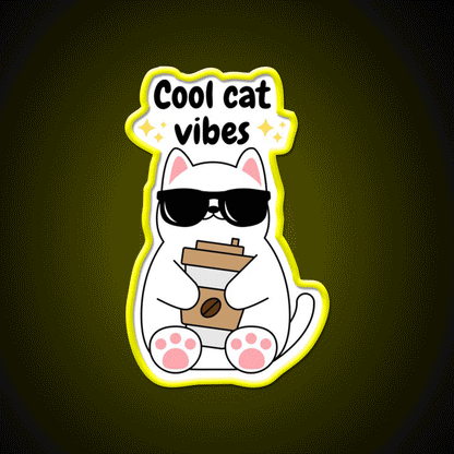 Kawaii Cool Cat Vibes Cafe Led Neon Sign Espresso Bar Art Rgb Color