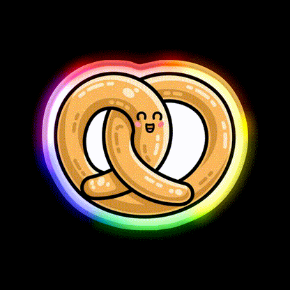 Kawaii Cute Pretzel Snack Food Snack Food Led Neon Sign Rgb Color - LED neon sign close-up detail