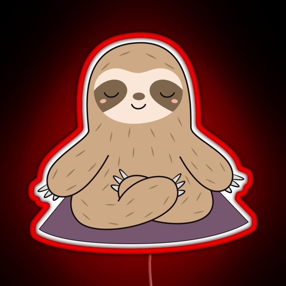 Kawaii Cute Yoga Meditating Sloth Rgb Neon Sign - Custom LED neon sign front view