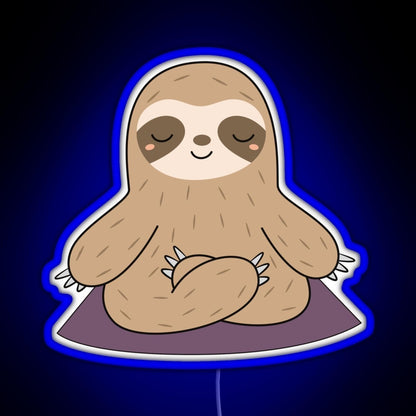 Kawaii Cute Yoga Meditating Sloth Rgb Neon Sign - LED neon sign close-up detail