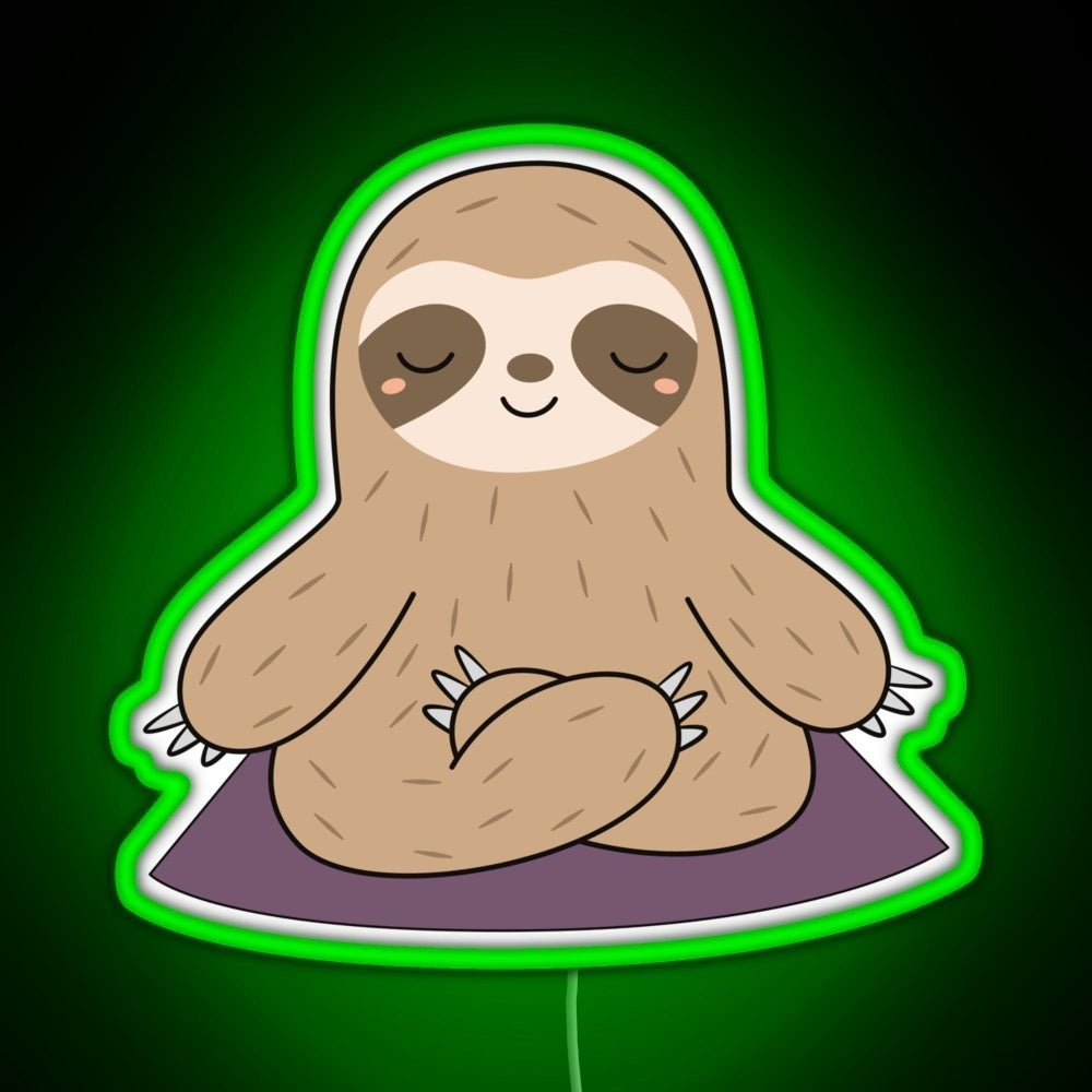 Kawaii Cute Yoga Meditating Sloth Rgb Neon Sign - LED neon sign view 7