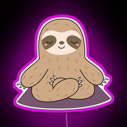 Kawaii Cute Yoga Meditating Sloth Rgb Neon Sign - LED neon sign view 8