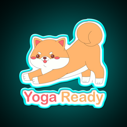 Kawaii Dog Is Yoga Ready Yoga Led Neon Sign For Wellness Space Rgb Color