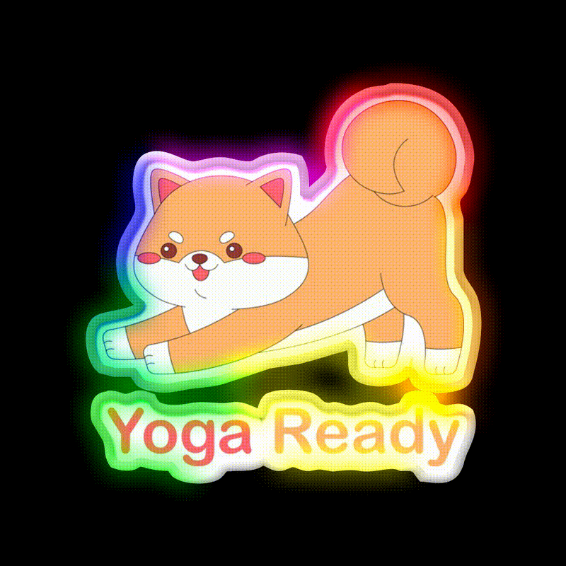 Kawaii Dog Is Yoga Ready Yoga Led Neon Sign For Wellness Space Rgb Color