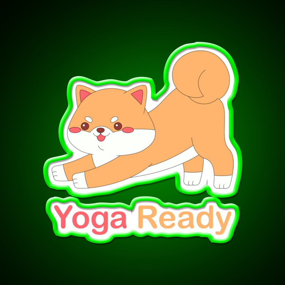 Kawaii Dog Is Yoga Ready Yoga Led Neon Sign For Wellness Space Rgb Color