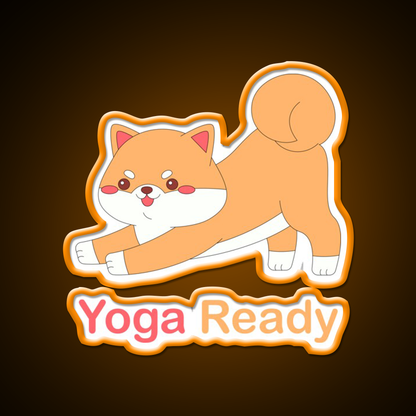 Kawaii Dog Is Yoga Ready Yoga Led Neon Sign For Wellness Space Rgb Color