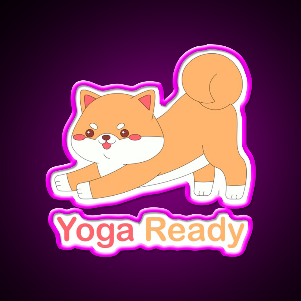 Kawaii Dog Is Yoga Ready Yoga Led Neon Sign For Wellness Space Rgb Color