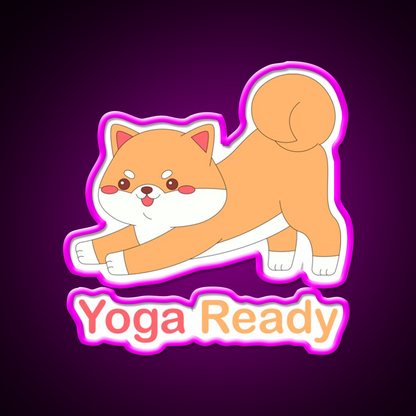 Kawaii Dog Is Yoga Ready Yoga Led Neon Sign For Wellness Space Rgb Color