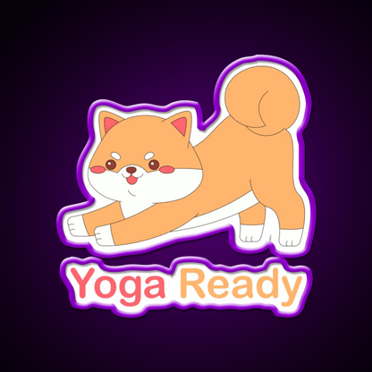 Kawaii Dog Is Yoga Ready Yoga Led Neon Sign For Wellness Space Rgb Color - Shineneon