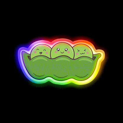 Kawaii Edamame Peas Snack Food Led Neon Sign Rgb Color - LED neon sign close-up detail