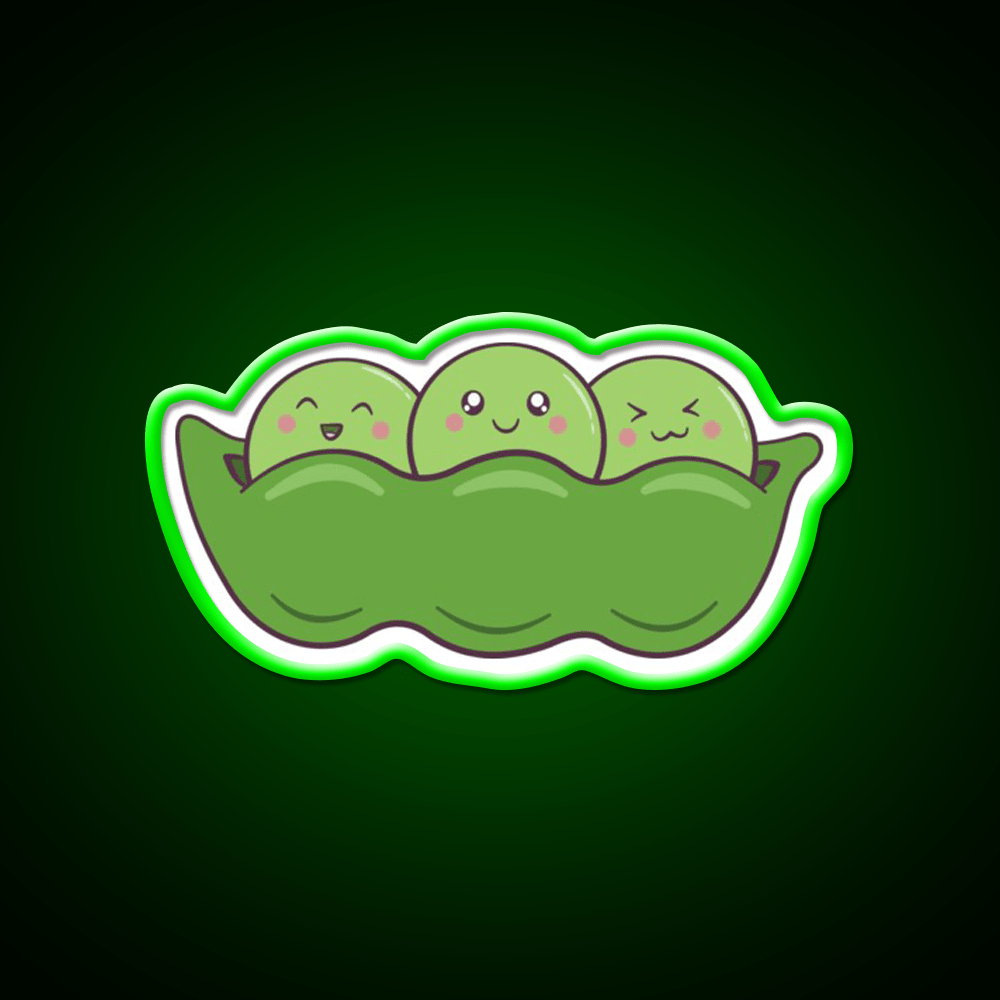 Kawaii Edamame Peas Snack Food Led Neon Sign Rgb Color - Shineneon