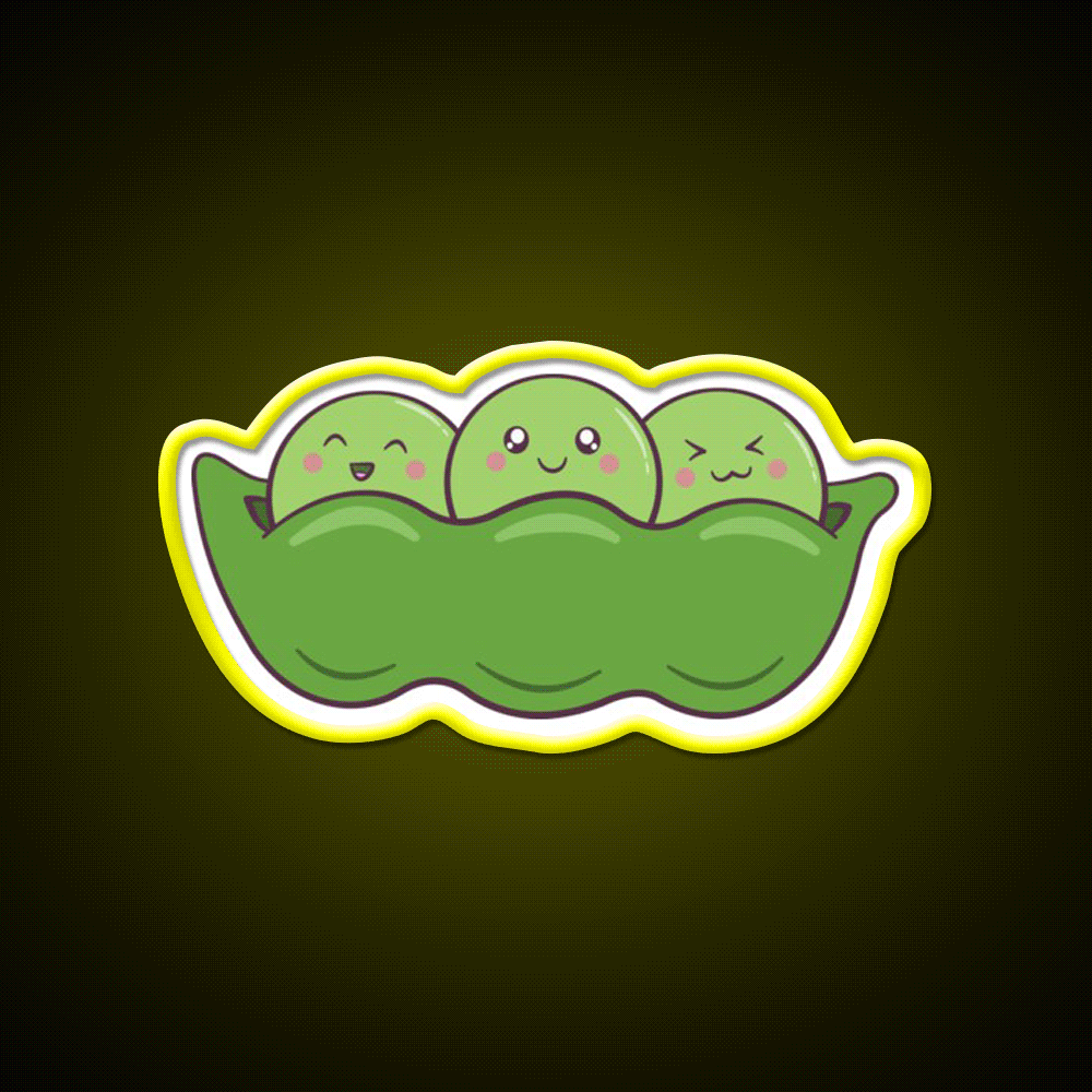 Kawaii Edamame Peas Snack Food Led Neon Sign Rgb Color - Custom LED neon sign front view