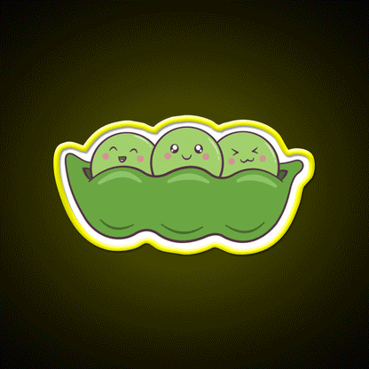 Kawaii Edamame Peas Snack Food Led Neon Sign Rgb Color - Custom LED neon sign front view