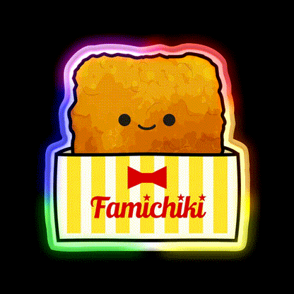 Kawaii Famichiki Japanese Konbini Fried Chicken Snack Food Led Neon Sign Rgb Color - LED neon sign close-up detail