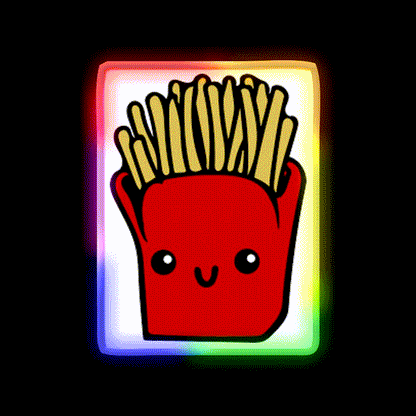 Kawaii French Fries Fast Food Led Neon Sign For Burger Place Rgb Color - LED neon sign close-up detail