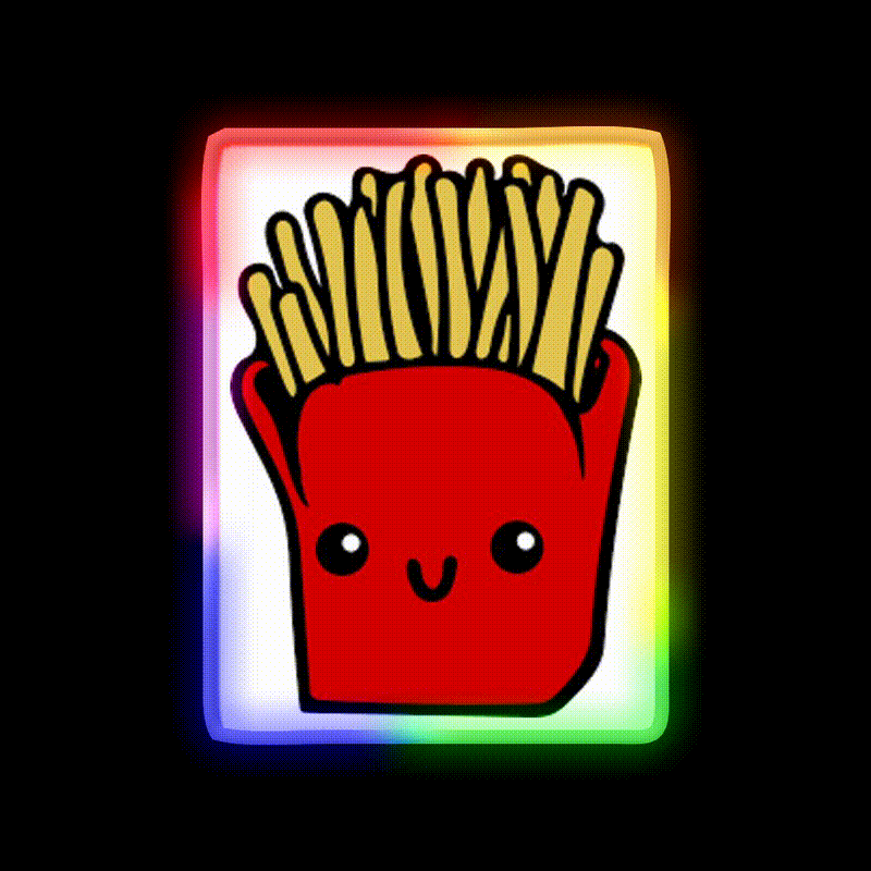 Kawaii French Fries Fast Food Led Neon Sign For Burger Place Rgb Color - LED neon sign close-up detail
