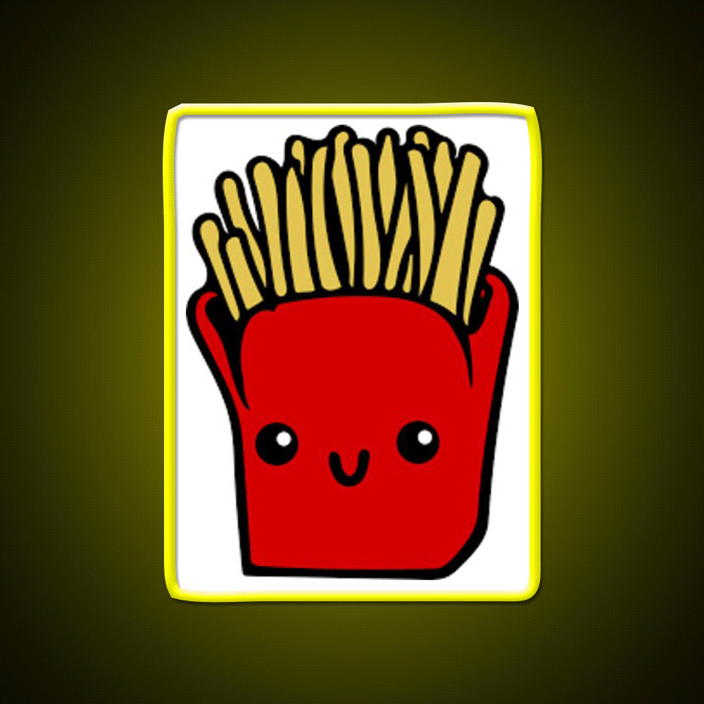 Kawaii French Fries Fast Food Led Neon Sign For Burger Place Rgb Color - Custom LED neon sign front view