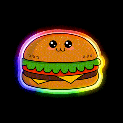 Kawaii Hamburger Fast Food Led Neon Sign For Burger Place Rgb Color - LED neon sign close-up detail
