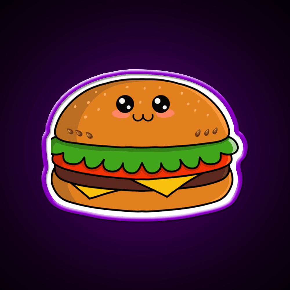 Kawaii Hamburger Fast Food Led Neon Sign For Burger Place Rgb Color - Shineneon