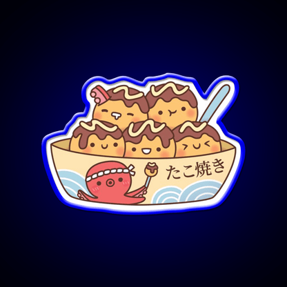 Kawaii Japanese Food Takoyaki Octopus Balls Snack Food Led Neon Sign Rgb Color - Shineneon