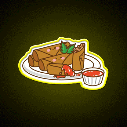 Kawaii Lumpia Snack Food Led Neon Sign Rgb Color - Custom LED neon sign front view