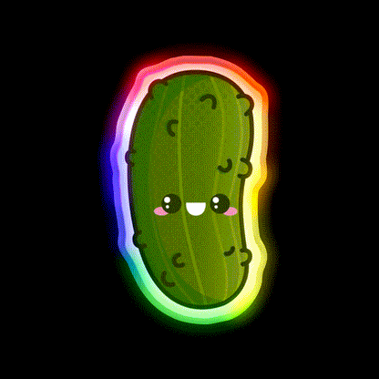 Kawaii Pickle Snack Food Led Neon Sign Rgb Color - LED neon sign close-up detail
