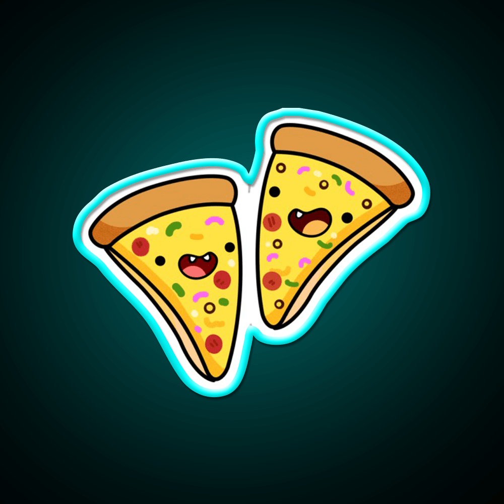 Kawaii Pizza Slices Snack Food Led Neon Sign Rgb Color - Shineneon