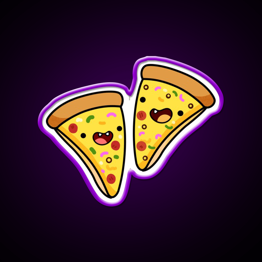 Kawaii Pizza Slices Snack Food Led Neon Sign Rgb Color - Shineneon