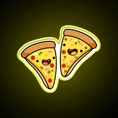 Kawaii Pizza Slices Snack Food Led Neon Sign Rgb Color - Custom LED neon sign front view