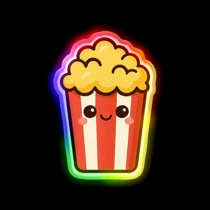 Kawaii Popcorn Box Cute Movie Snack Art Snack Food Led Neon Sign Rgb Color - LED neon sign close-up detail