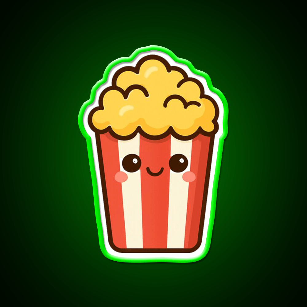 Kawaii Popcorn Box Cute Movie Snack Art Snack Food Led Neon Sign Rgb Color - Shineneon