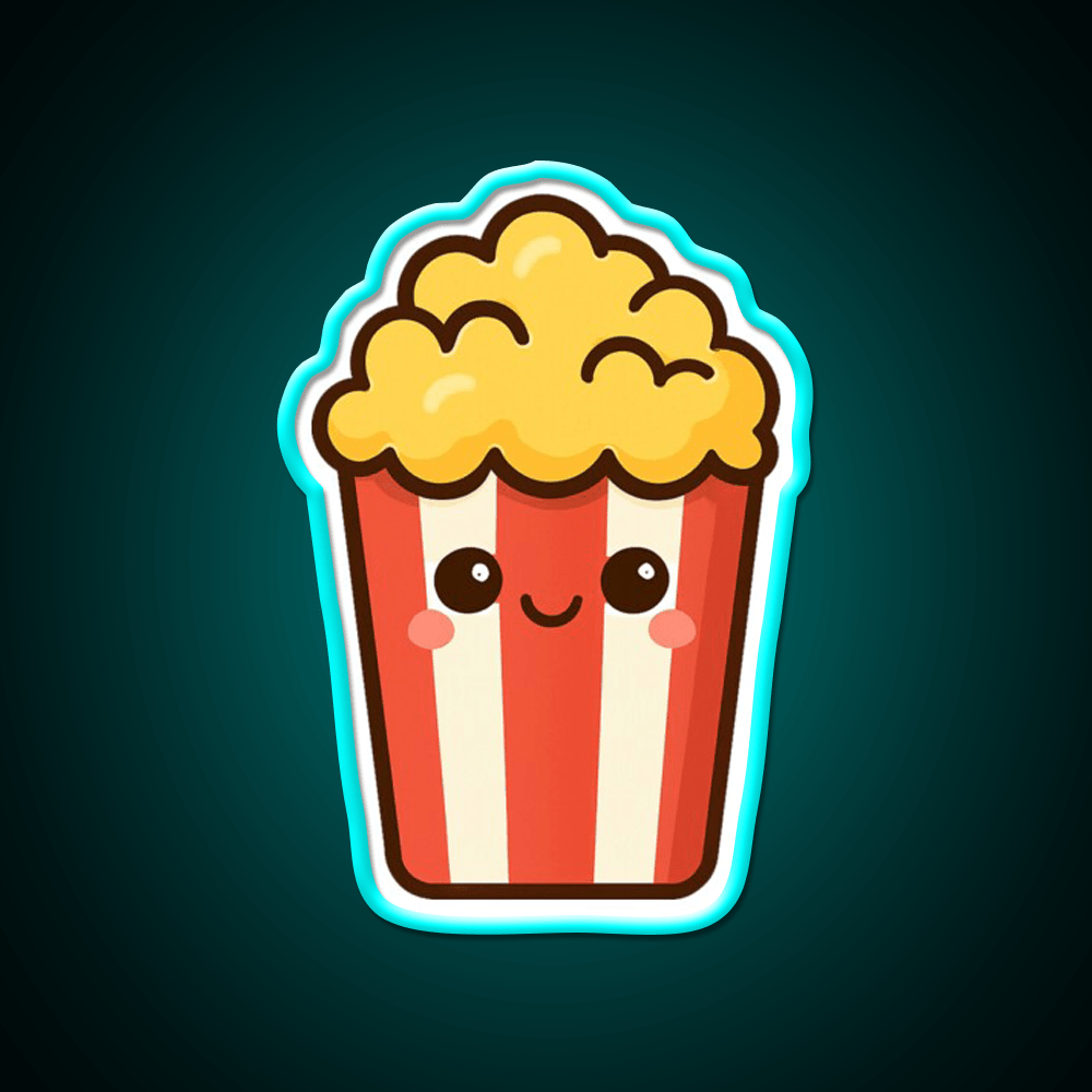 Kawaii Popcorn Box Cute Movie Snack Art Snack Food Led Neon Sign Rgb Color - Shineneon