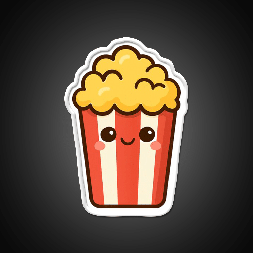 Kawaii Popcorn Box Cute Movie Snack Art Snack Food Led Neon Sign Rgb Color - Shineneon