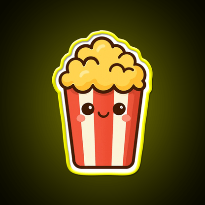 Kawaii Popcorn Box Cute Movie Snack Art Snack Food Led Neon Sign Rgb Color - Shineneon