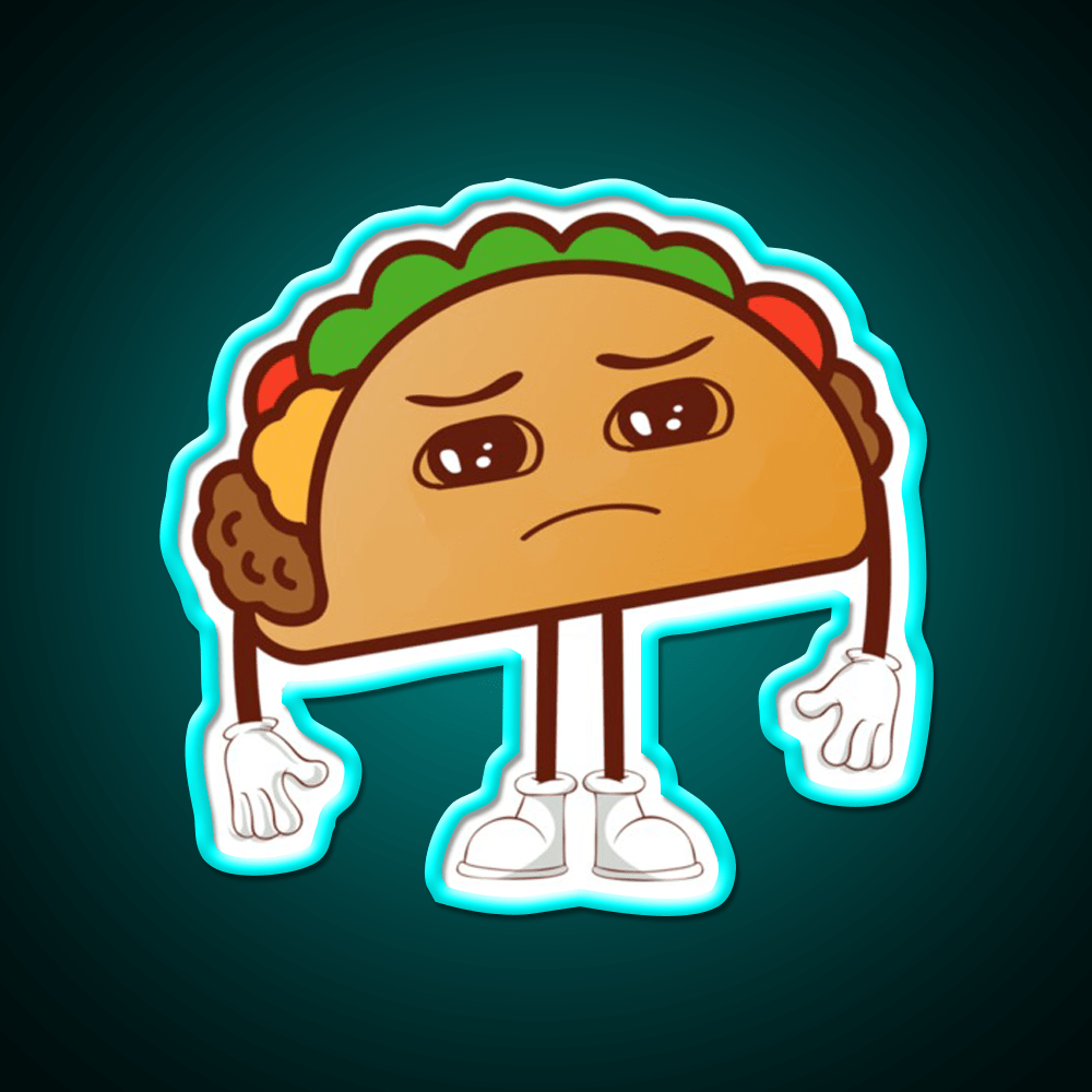 Kawaii Sad Taco Led Neon Sign Mexican Food Sign Rgb Color - Shineneon