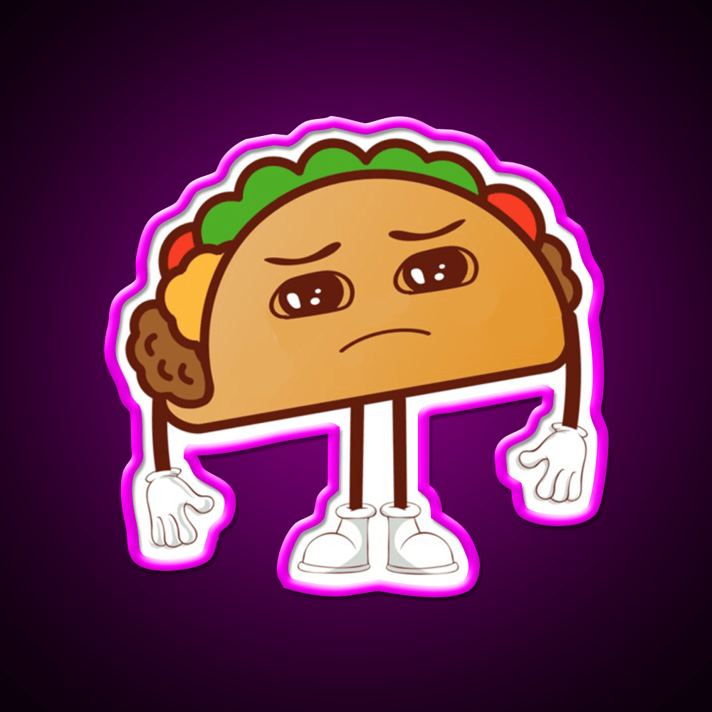 Kawaii Sad Taco Led Neon Sign Mexican Food Sign Rgb Color - Shineneon