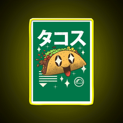Kawaii Taco Cute Mexican Food Taco Led Neon Sign Rgb Color - Custom LED neon sign front view