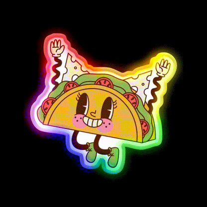 Kawaii Taco Led Neon Sign Mexican Food Sign Rgb Color - LED neon sign close-up detail