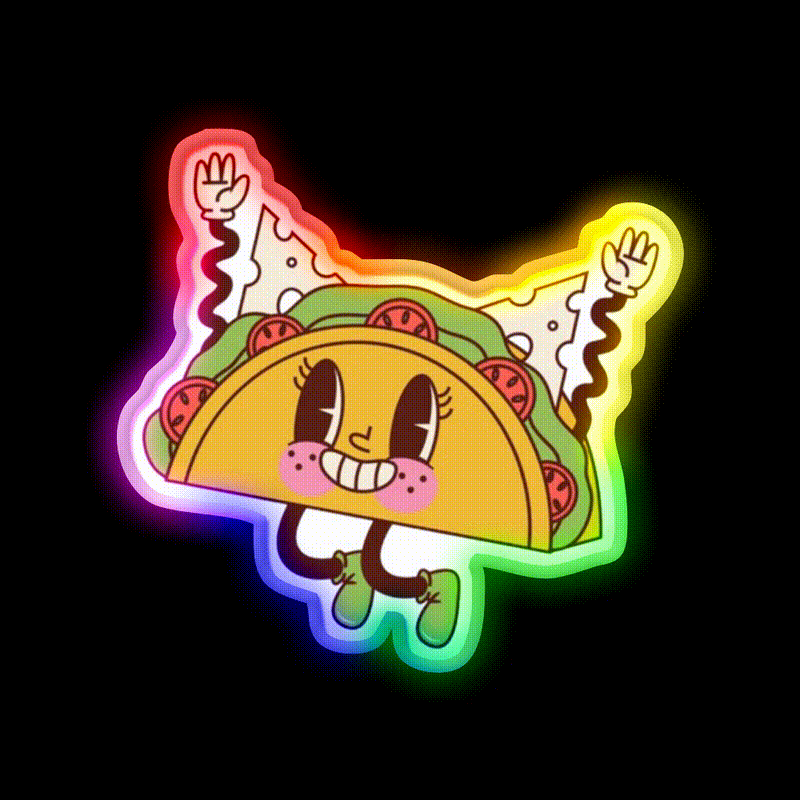 Kawaii Taco Led Neon Sign Mexican Food Sign Rgb Color - LED neon sign close-up detail