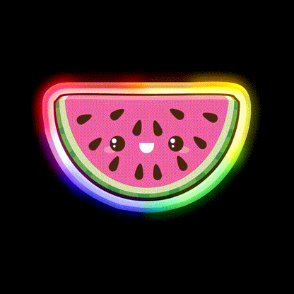 Kawaii Watermelon Slice Snack Food Led Neon Sign Rgb Color - LED neon sign close-up detail