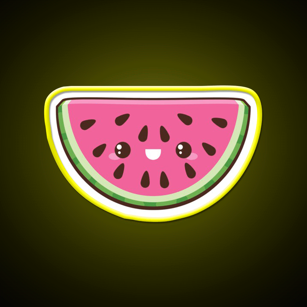 Kawaii Watermelon Slice Snack Food Led Neon Sign Rgb Color - Custom LED neon sign front view