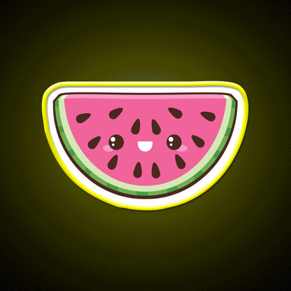Kawaii Watermelon Slice Snack Food Led Neon Sign Rgb Color - Custom LED neon sign front view