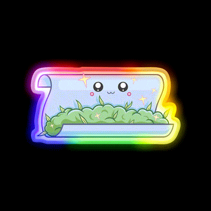 Kawaii Weed Rolling Paper For Joints Hemp Inspired Green Leaf Led Neon Sign Rgb Color - LED neon sign close-up detail