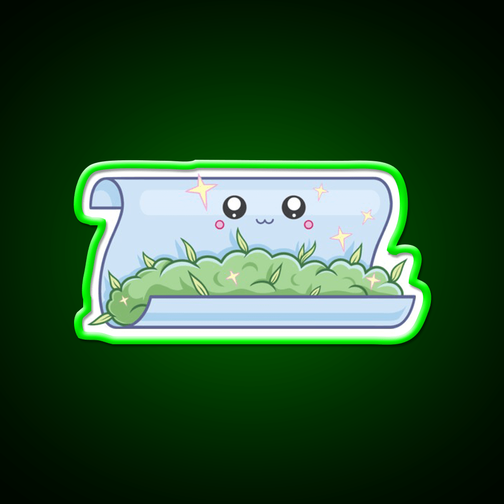 Kawaii Weed Rolling Paper For Joints Hemp Inspired Green Leaf Led Neon Sign Rgb Color - Shineneon